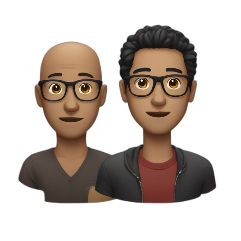 one black haired man one bald man both black glasses singers emoji