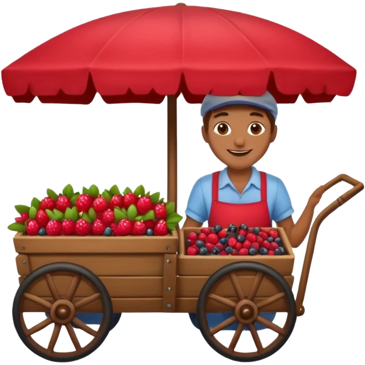 Vendor + berry cart, emoji