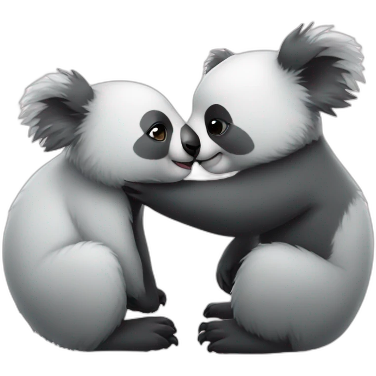 Koala kissing panda emoji