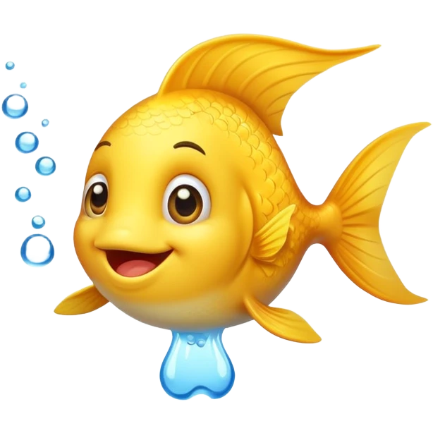 A cute cartoon fish with a funny peeing expression emoji