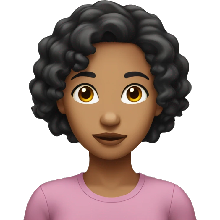 Mixed girl with black wavy hair down to her shoulders emoji