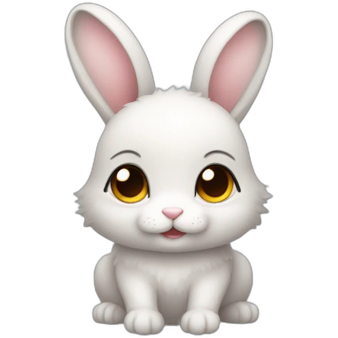 A cute small bunny with small ears and grey eyes emoji