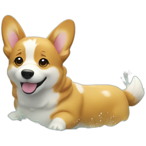 Swimming corgi water happy summer emoji