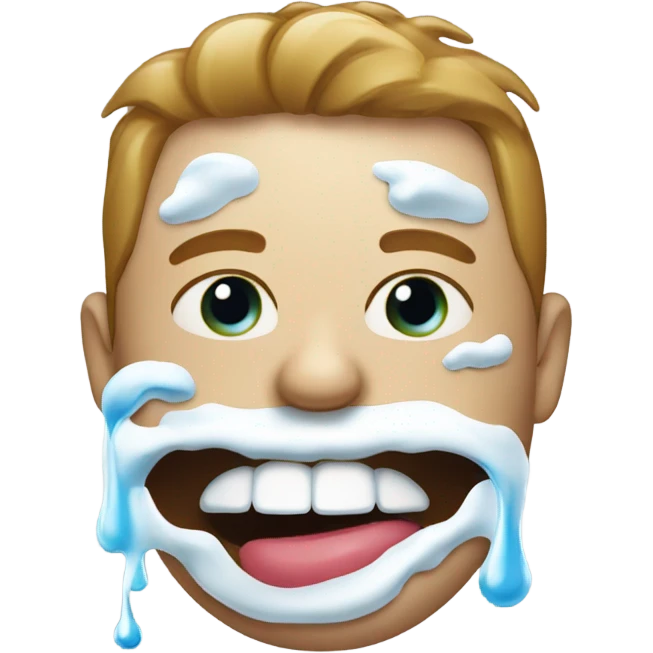 Man with a dribble of toothpaste dripping out his mouth emoji
