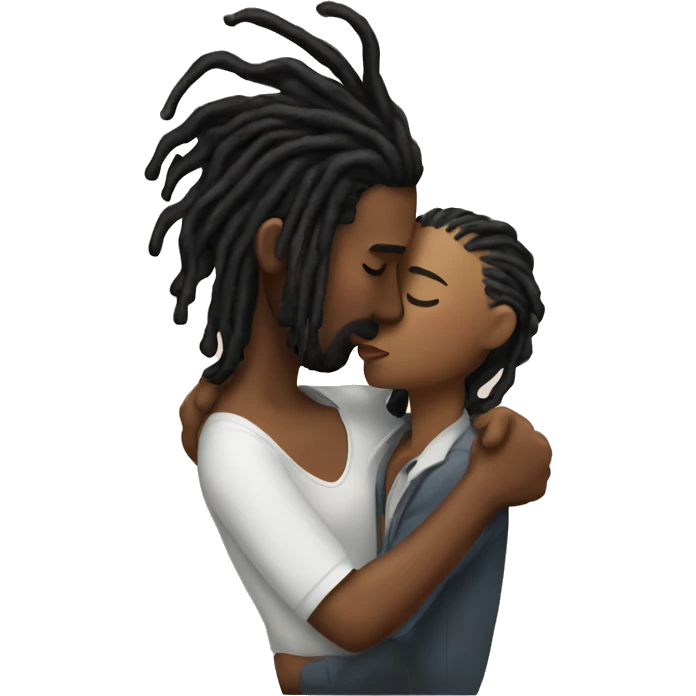 Woman kissing man with dreads emoji