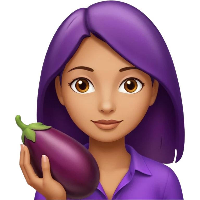 Naked woman with hand around eggplant  emoji