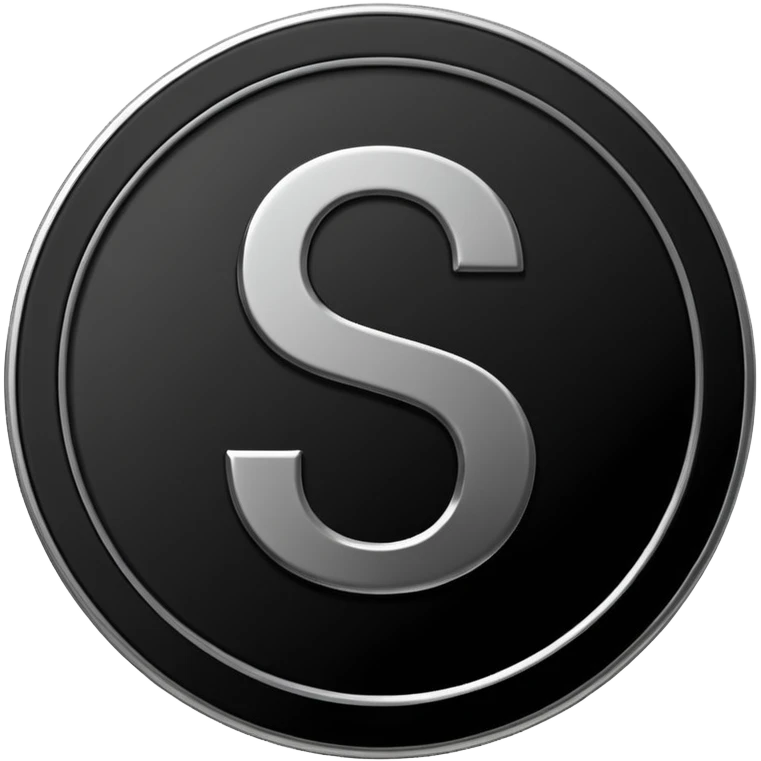 Emoji icon of a black coin with engraved number 8, minimalist style, isolated emoji