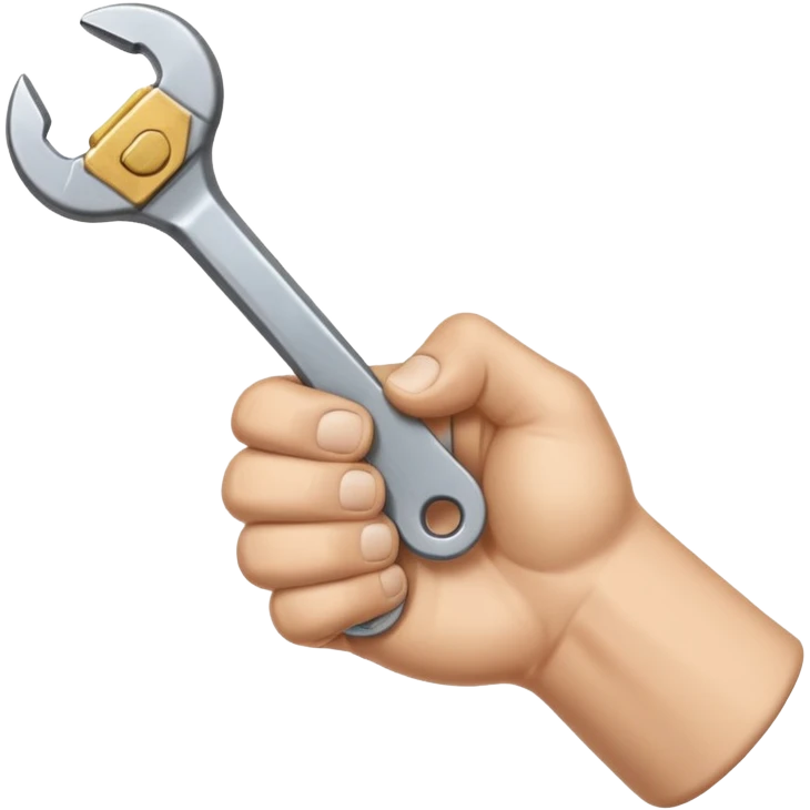A man's hand clenched a wrench in his fist emoji