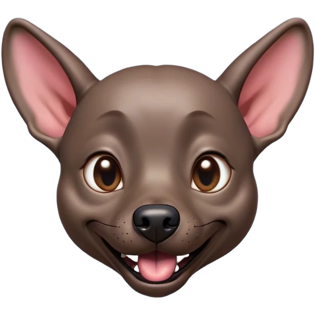 Cinematic Comical Xoloitzcuintle dog Portrait Emoji, Head tilted dramatically with an exaggeratedly amused expression, featuring smooth, hairless ebony skin with pronounced wrinkles and wide, expressive dark eyes filled with playful disbelief, Simplified yet hilariously expressive features, highly detailed, glowing with a slightly sassy glow, high shine, dramatic yet playful, stylized with an air of cheeky mischief, bright and endearing, soft glowing outline, capturing the essence of a spirited and over-the-top companion, so meme-worthy it feels like it could side-eye its way into internet fame instantly! emoji