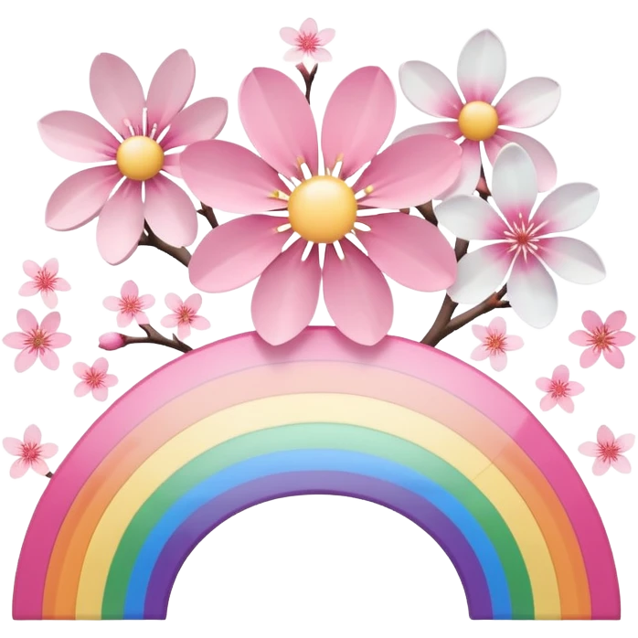 Cute Pastel pink and white Cherry Blossom Sakura Starburst Rainbow emoji