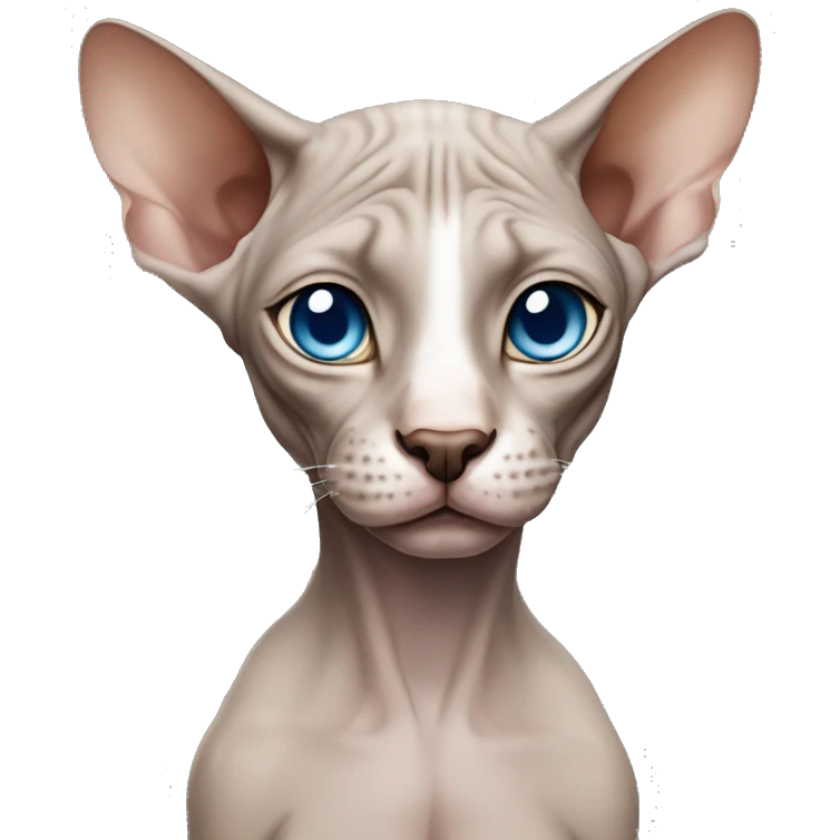 Sphynx Blue eyes Brown nose and nude Skin with Grey stains emoji