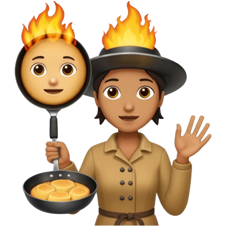 skillet with cornbread and hand on fire emoji