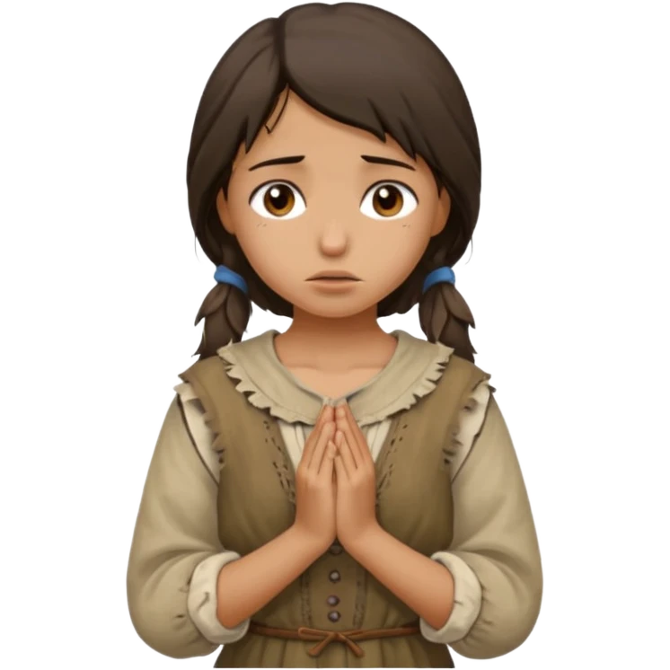 Brunette and tan peasant Girl begging emoji