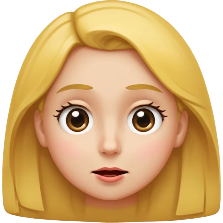 Face looking to the side with wide eyes and low mouth with raised eyebrows make it a girl and make them tilting their head to the side, looking at me with side eyes and mouth closed making a smiling frown face close the mouth emoji