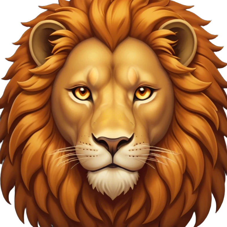 Cinematic Noble Lion Portrait Emoji, Poised and regal, with a powerful, muscular build and a majestic, tawny mane, deep-set soulful amber eyes, Simplified yet sharp and sophisticated features, highly detailed, glowing with a warm, dignified glow, high shine, intelligent and fierce, stylized with an air of wild majesty, focused and attentive, soft glowing outline, capturing the essence of a watchful and confident king, so majestic it feels as though it could roar out of the screen with effortless authority! emoji
