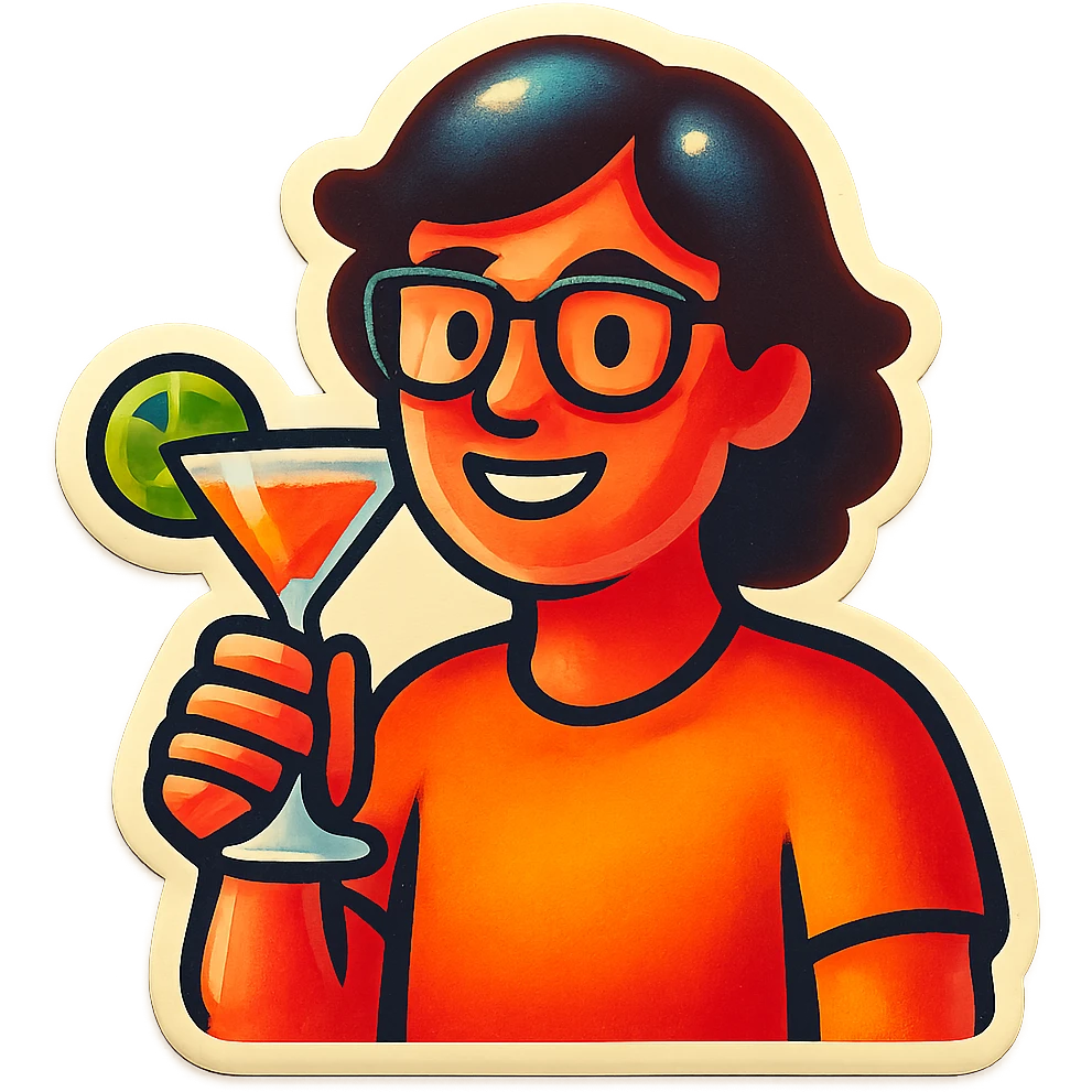 A person with glasses holding a cocktail glass emoji