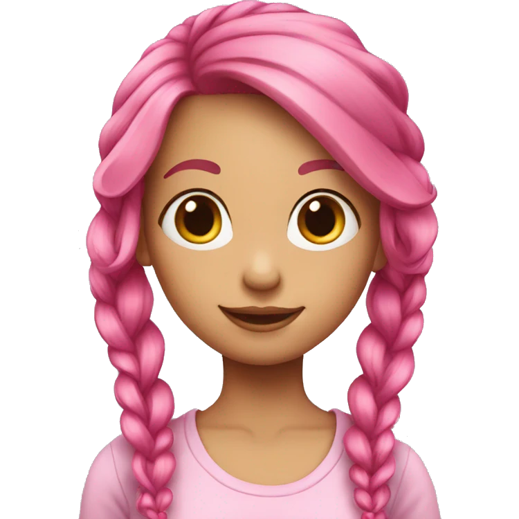 Girl with pink hairs ponytail emoji