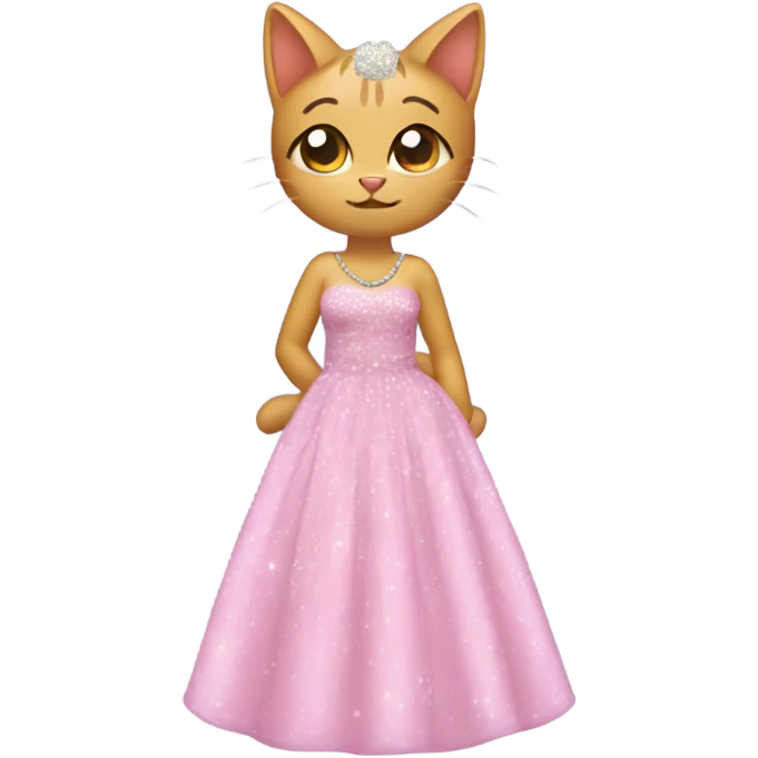 una gatita con moño y un vestido de lentejuelas  emoji