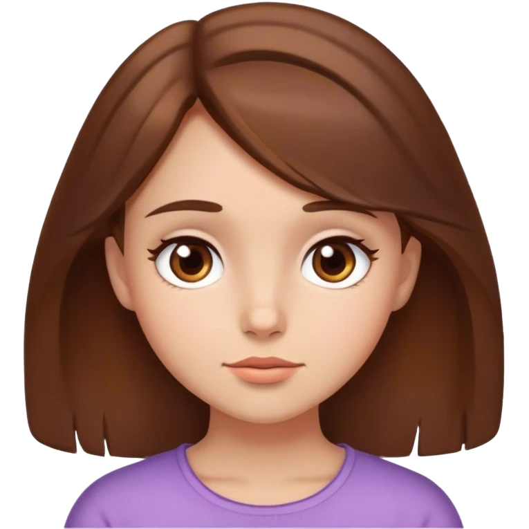 Girl brown hair brown eyes Bashful stop it emoji