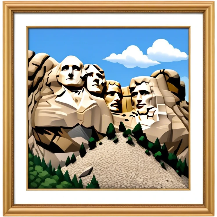 Mount Rushmore Landmark Emoji – Displaying the carved faces of four U.S. presidents in the granite mountainside. emoji
