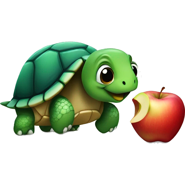 Turtle chewing an apple emoji