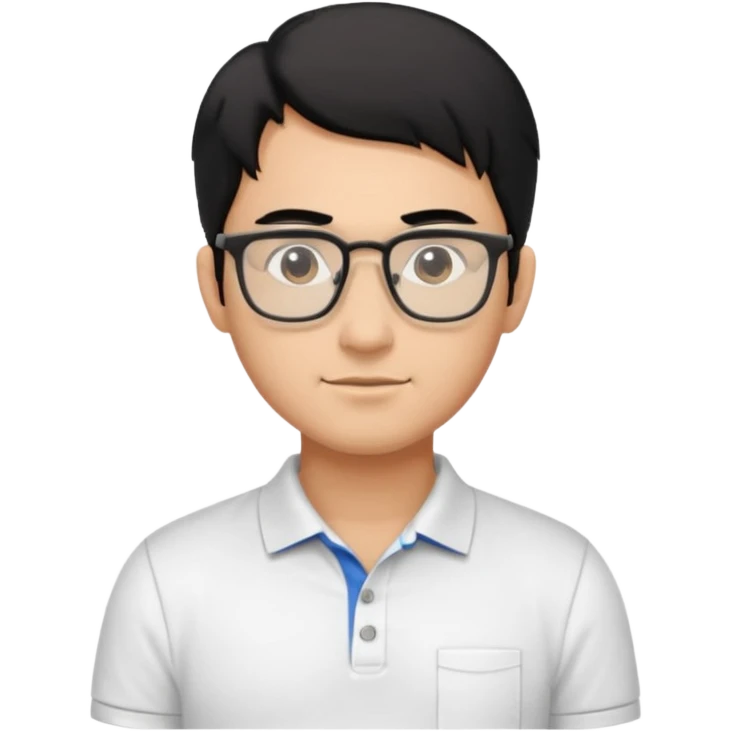 engineer wearing white polo, black hair emoji