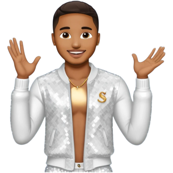 Trey Songz with white sequin outfit emoji