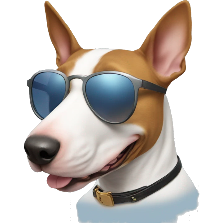 Miniature Bull Terrier with sunglasses emoji