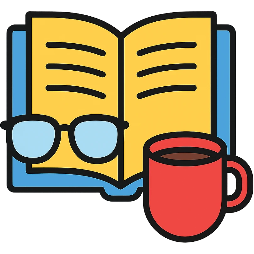 open book with glasses and a cup of coffee, representing studying icon emoji