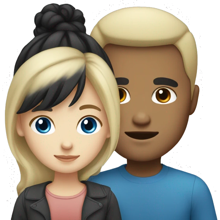 Blonde girl with blue eyes and light skinned Filipino man with black hair emoji