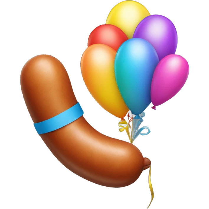 A sausage with a ballon on it emoji