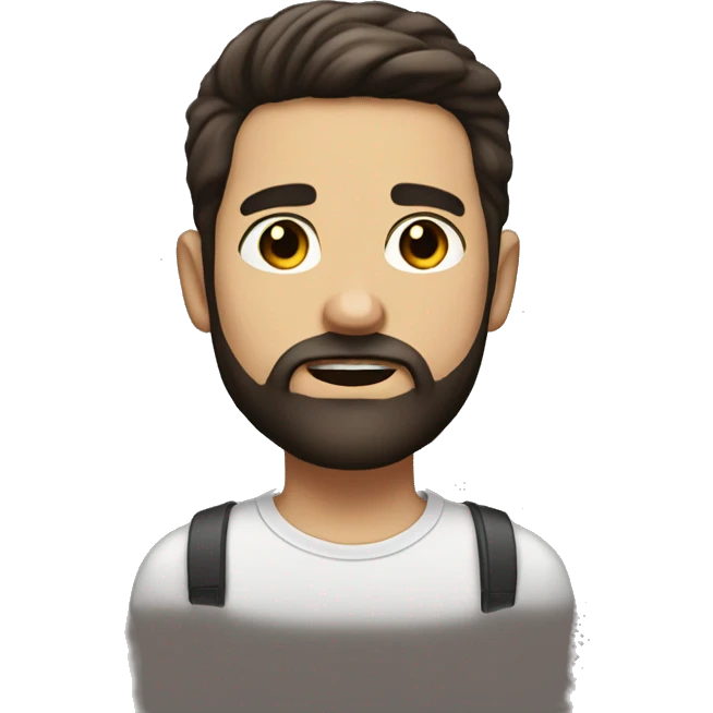 portrait of a bearded boy with dark brown hair and a side parted hair style emoji