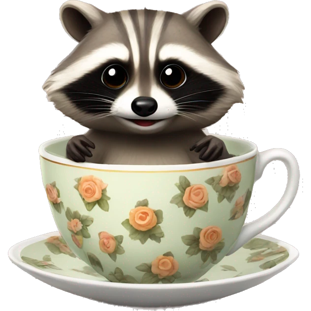 raccoon in a tea cup emoji