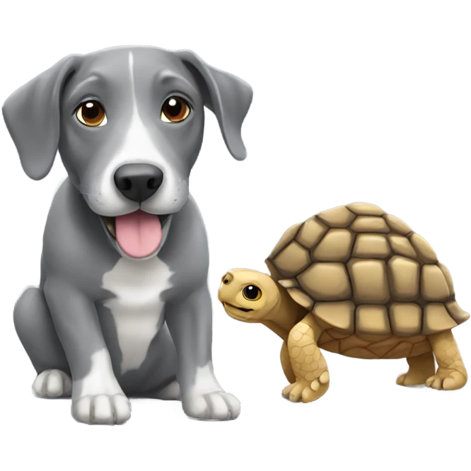 Tortoise and grey dog emoji