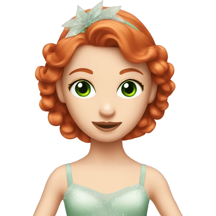 Redhead ballerina with green eyes emoji