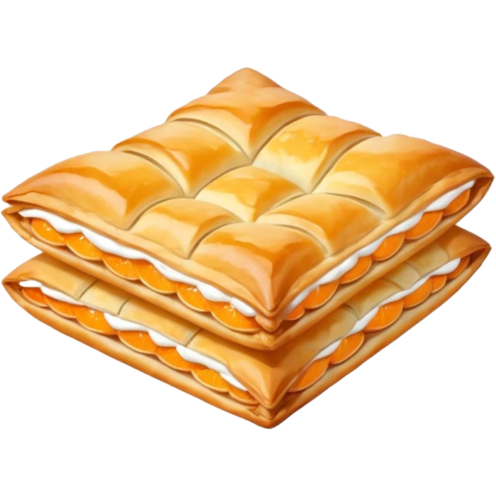 pastelito de batata, folded pastry layers, orange filling visible, sparkling sugar on top emoji
