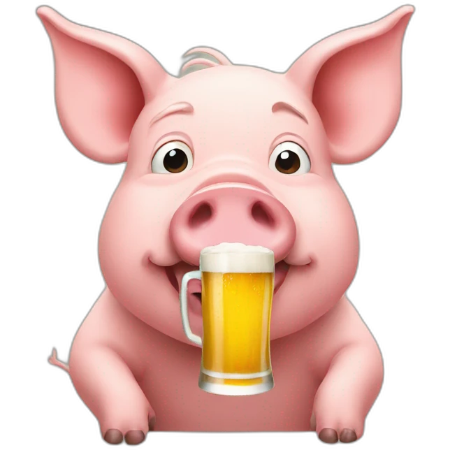 a pig drinking beer emoji