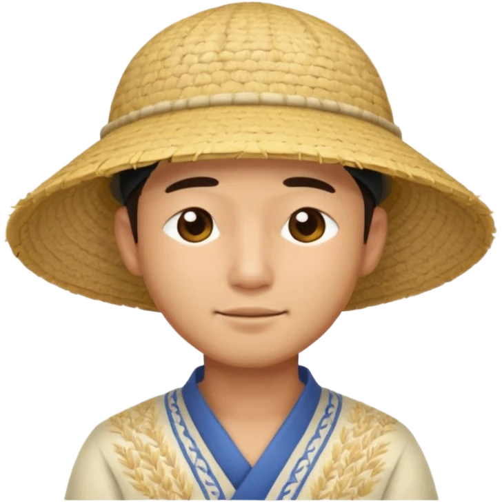 Asian guy with a rice hat, eyes closed emoji