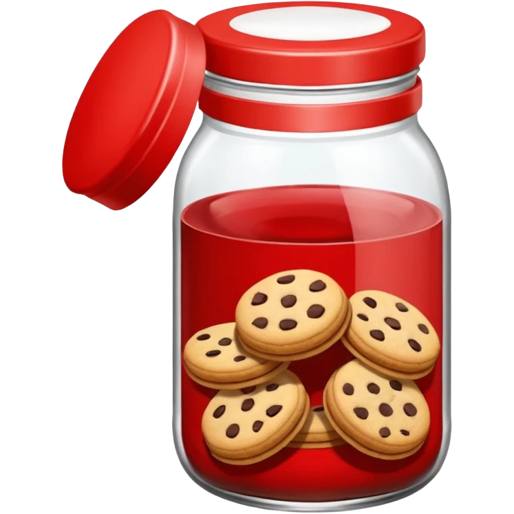 Haz un tarro de galletas y que en el interior contenga varias galletas que la base sea roja con pepitas de chocolate blanco emoji
