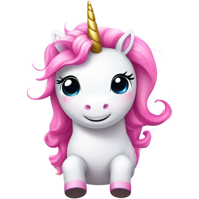 make me an emoji of a pink kawaii unicorn riding on a rainbow emoji