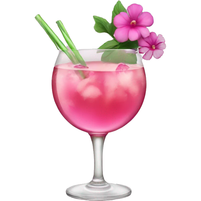 Cocktail with pink flowers emoji