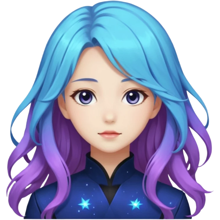 Beautiful gorgeous anime lady with long beautiful nebula hair, fashion aesthetic  emoji