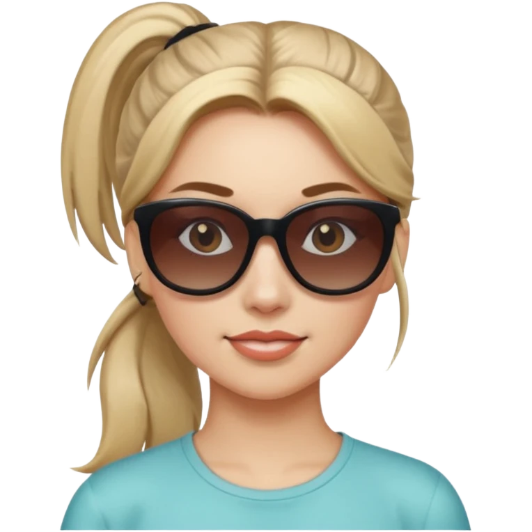 Woman with ponytail, sunglasses emoji