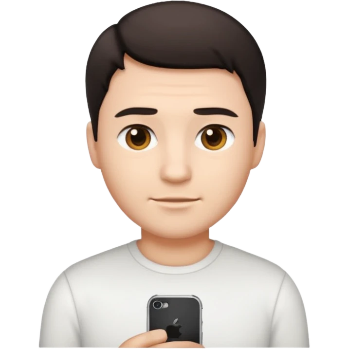 Ai create iPhone emoji, With hair comma hair short, Male, and make white shirt emoji