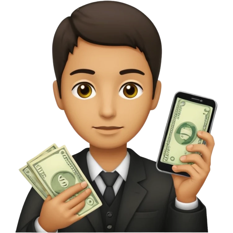 Mafia holding money and phone emoji