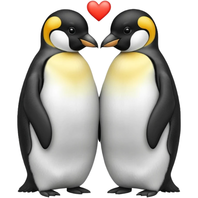 2 emperor penguins facing each other making a heart but no heart emoji emoji
