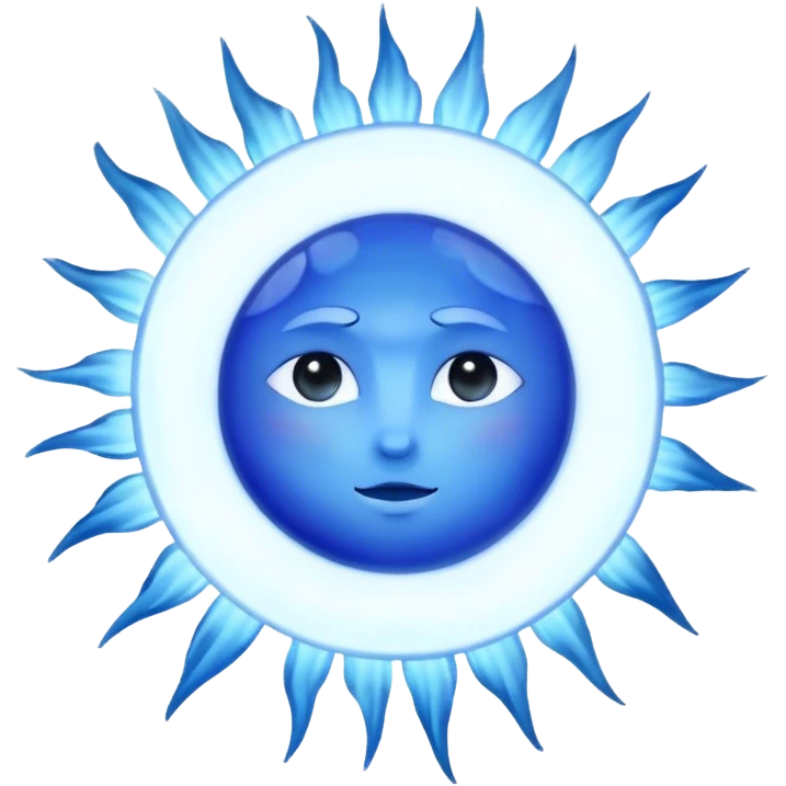 "A mystical blue sun surrounded by soft watercolor light rays."
 emoji