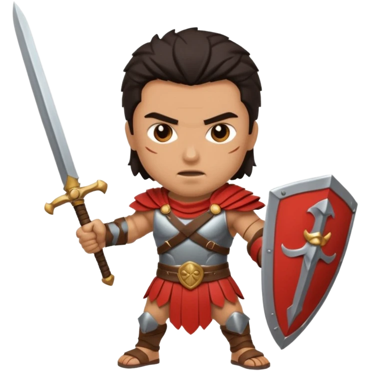 Gladiator with dark hair and dual swords emoji