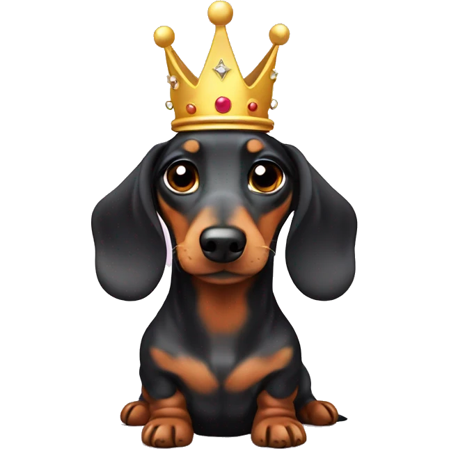 Dapple mini dachshund with crown emoji