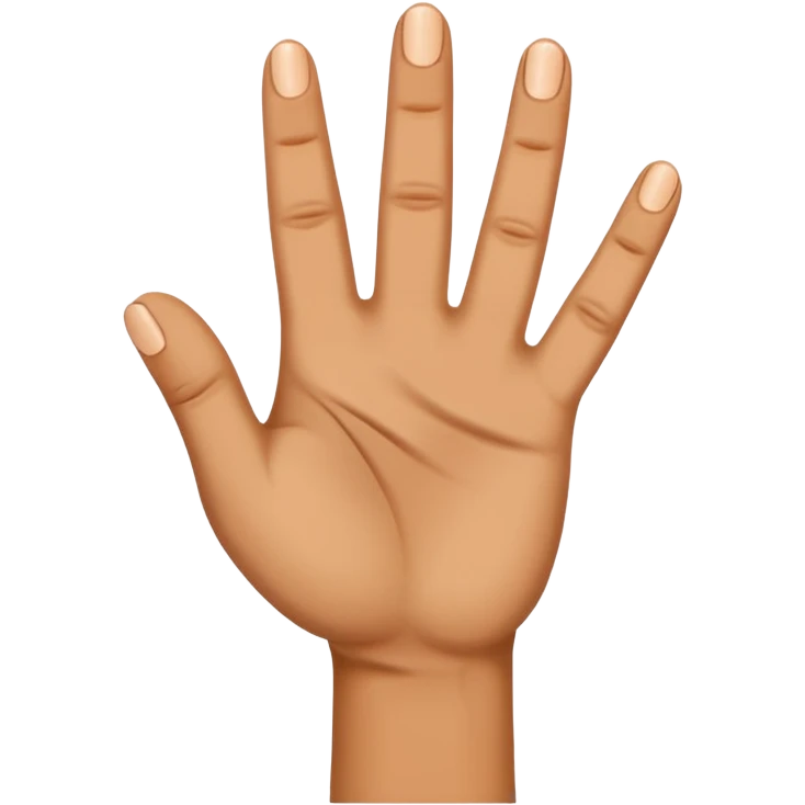 A hand with five fingers raises its  three fingers  emoji